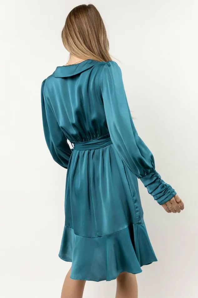 Ariella Satin Mini Dress 8211 FINAL SALE Teal Women Bohme Dresses