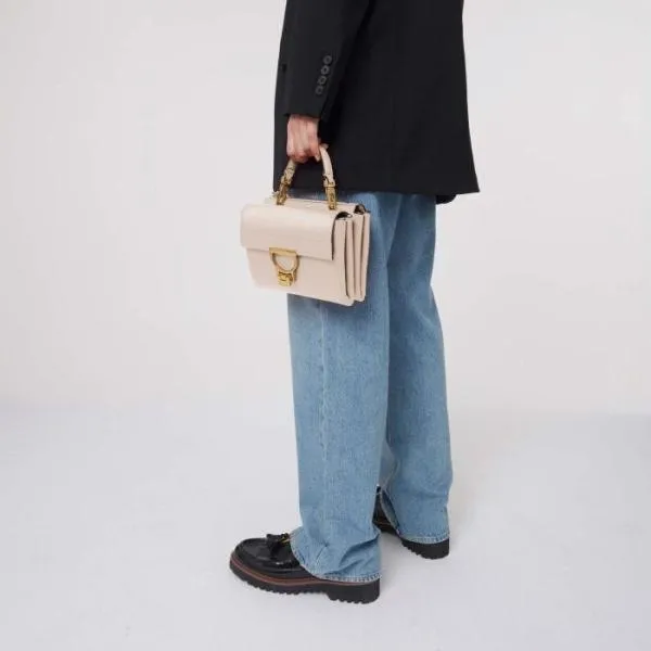 Arlettis Small Lambskin White Women Coccinelle Top Handle Bag