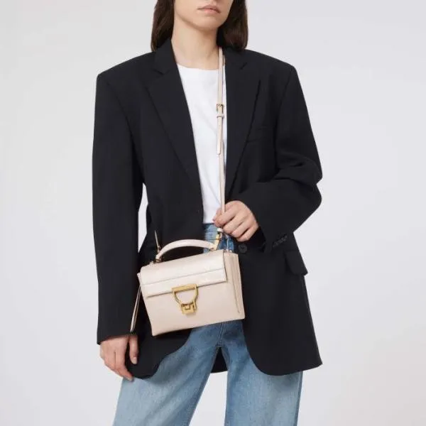 Arlettis Small Lambskin White Women Coccinelle Top Handle Bag