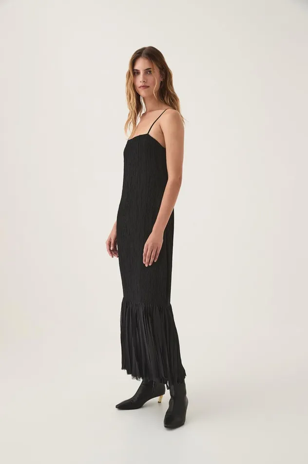 Arris Fringed Maxi Dress Black Women Aje Maxi Dresses