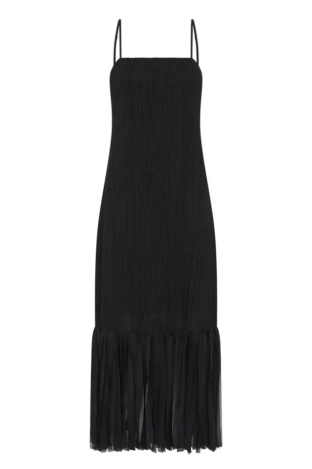 Arris Fringed Maxi Dress Black Women Aje Maxi Dresses