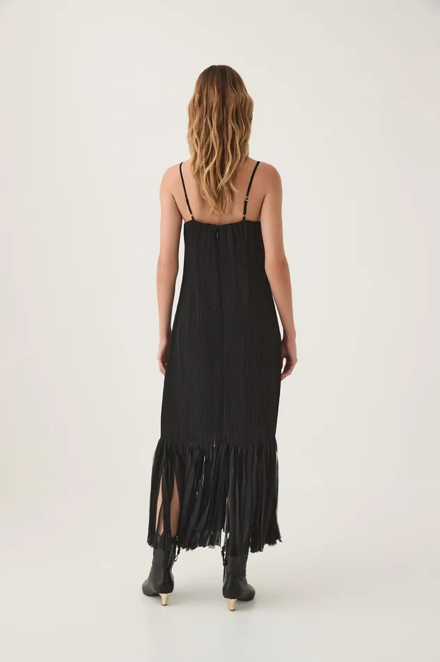 Arris Fringed Maxi Dress Black Women Aje Maxi Dresses
