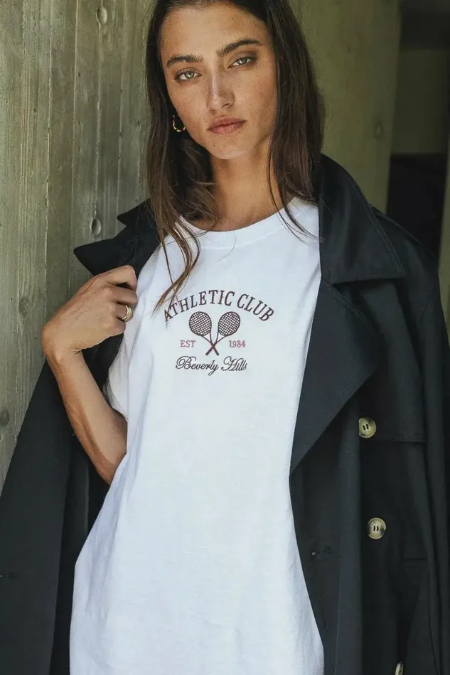 Athletic Club Graphic Tee White Women Bohme Tees and Tanks