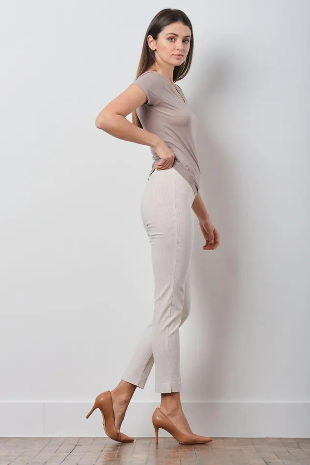 Avenue Montaigne BRIGITTE Seersucker Beige Women Pants