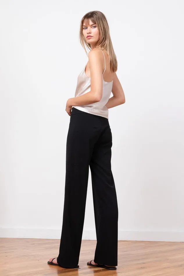 Avenue Montaigne FLAVIA Crepe Black Women Pants