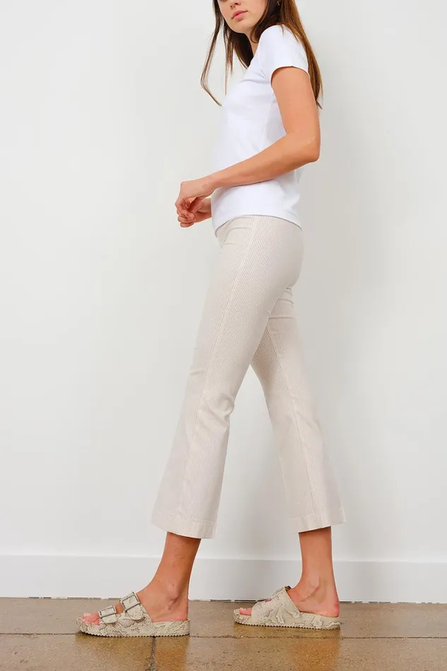 Avenue Montaigne LEO Seersucker Stripes Beige Women Pants