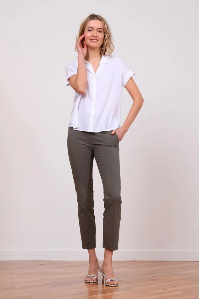 Avenue Montaigne LULU Cotton Olive Green Women Pants