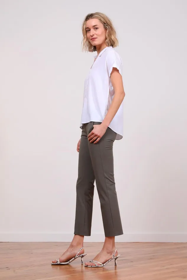 Avenue Montaigne LULU Cotton Olive Green Women Pants