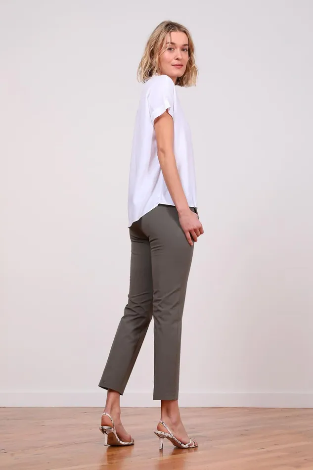 Avenue Montaigne LULU Cotton Olive Green Women Pants