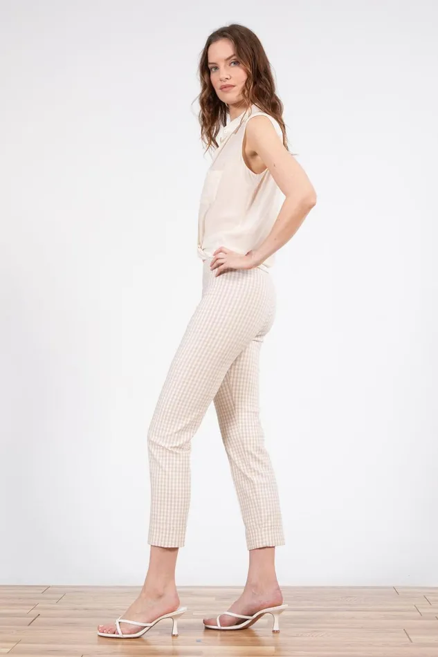 Avenue Montaigne OLIVER Check Beige Women Pants
