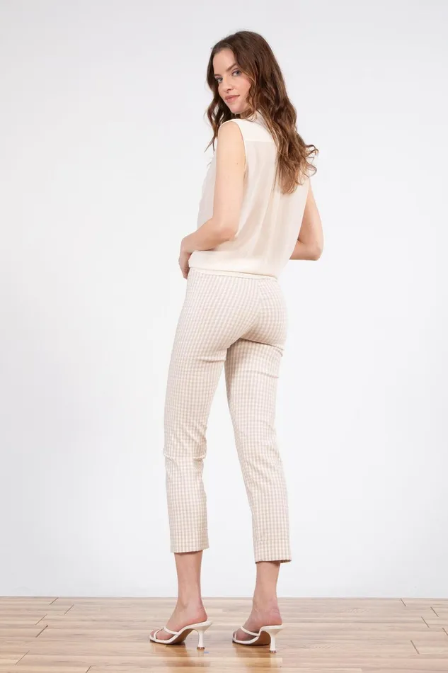 Avenue Montaigne OLIVER Check Beige Women Pants