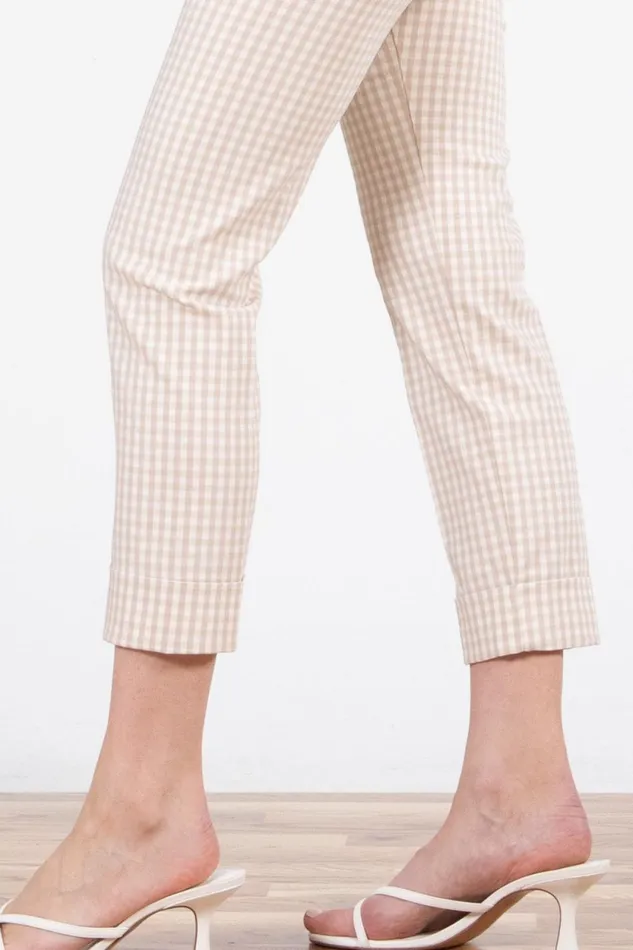 Avenue Montaigne OLIVER Check Beige Women Pants