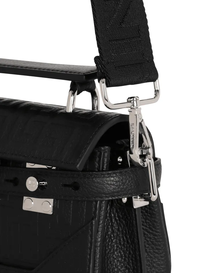 BBuzz 19 Monogrammed Canvas And Leather Bag Black Men Balmain CrossBody Bags