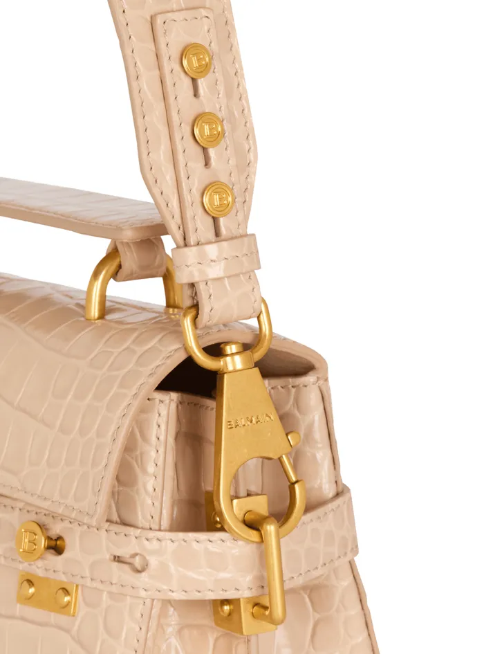 BBuzz 23 Bag In Crocodileembossed Calfskin Beige Women Balmain Handbags