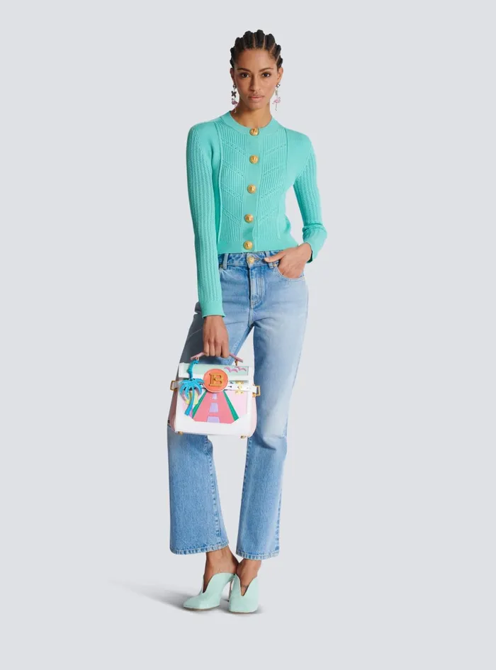 BBuzz 23 Calfskin And Postcard Patchwork Bag Multicolor Women Balmain Handbags