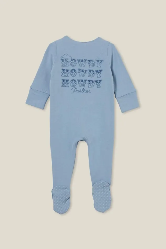 Baby Rompers and All In Ones Cotton On The Long Sleeve Zip Romper Usa Dusty Bluehowdy Partner