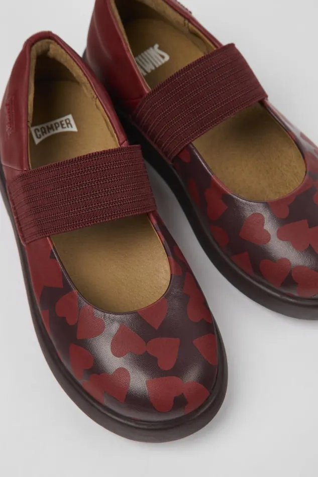 Ballerinas Kids Camper Twins Burgundy Leather Mary Jane Shoes