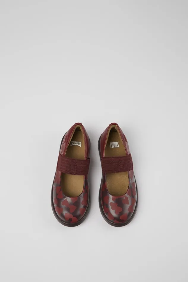 Ballerinas Kids Camper Twins Burgundy Leather Mary Jane Shoes
