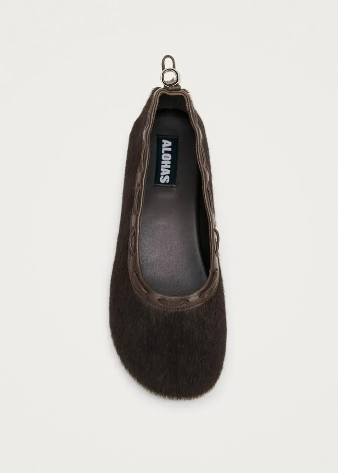 Ballet Flats Women ALOHAS Gill Soft Brown Leather Ballet Flats