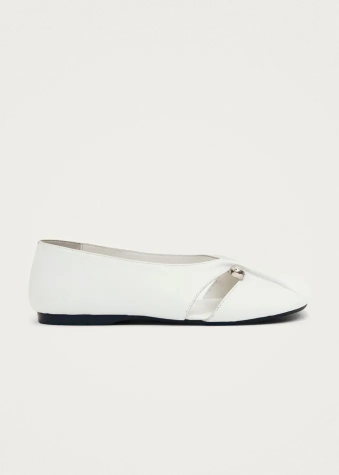 Ballet Flats Women ALOHAS Ravena White Leather Ballet Flats