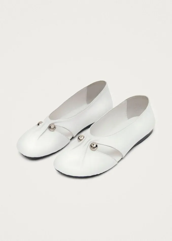 Ballet Flats Women ALOHAS Ravena White Leather Ballet Flats
