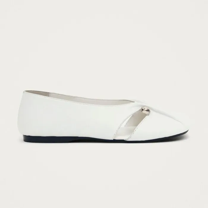 Ballet Flats Women ALOHAS Ravena White Leather Ballet Flats