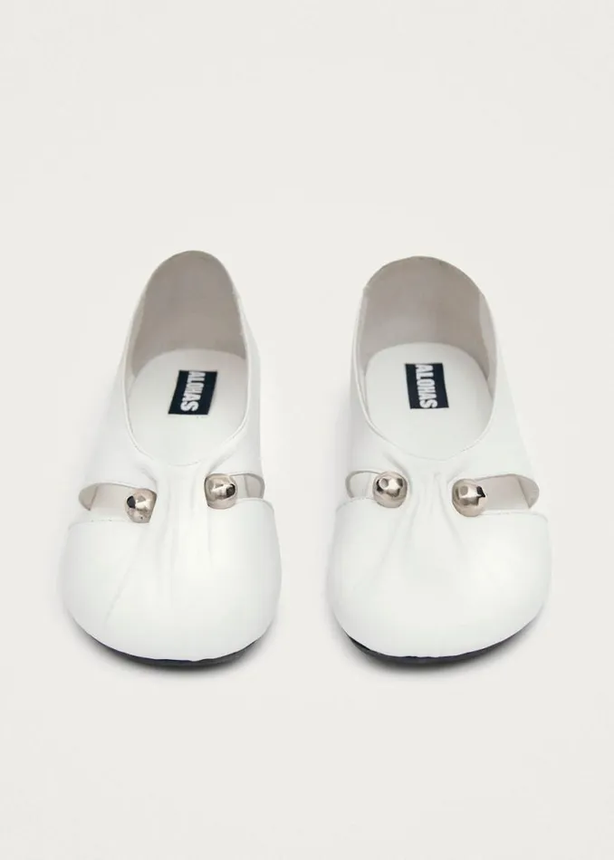 Ballet Flats Women ALOHAS Ravena White Leather Ballet Flats