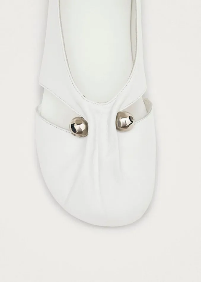 Ballet Flats Women ALOHAS Ravena White Leather Ballet Flats