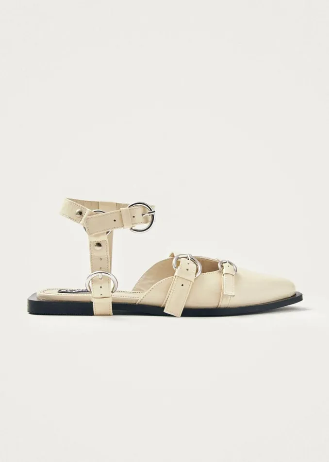 Ballet Flats Women ALOHAS Thalara Onix Cream Leather Ballet Flats