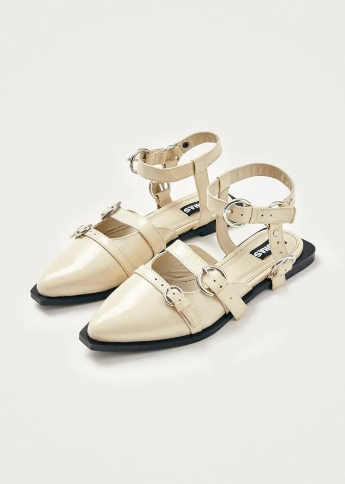 Ballet Flats Women ALOHAS Thalara Onix Cream Leather Ballet Flats