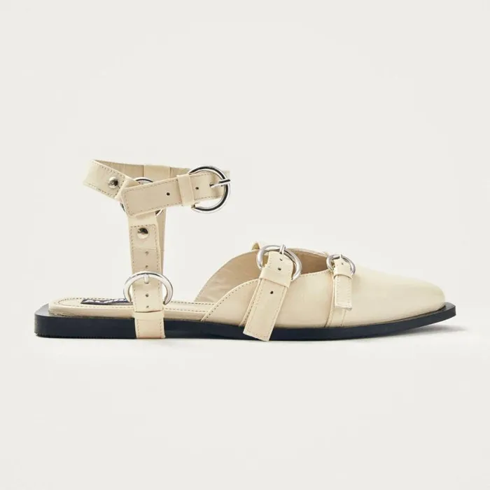 Ballet Flats Women ALOHAS Thalara Onix Cream Leather Ballet Flats