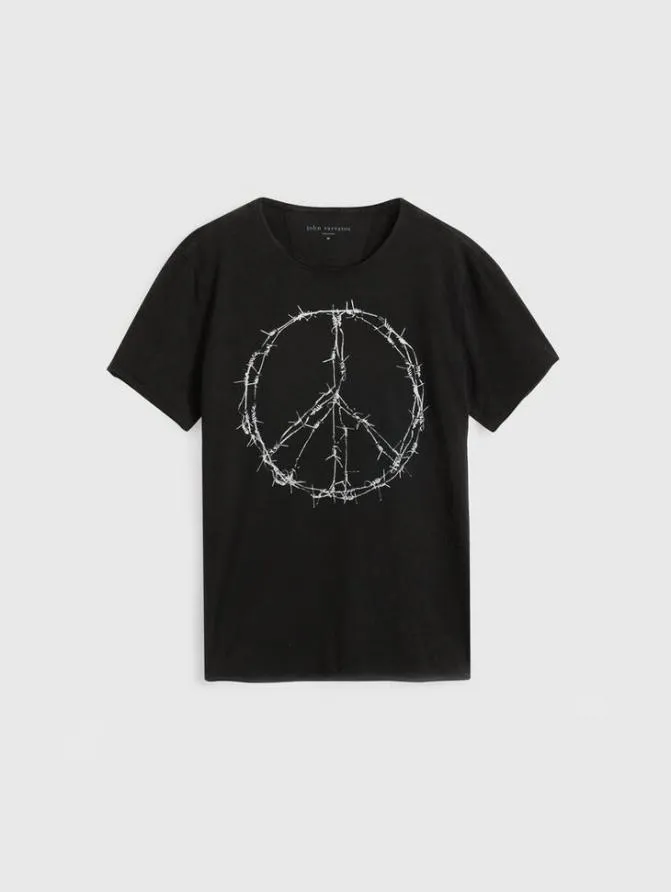 BARBWIRE PEACE TEE Black Clothing John Varvatos Graphic Tees