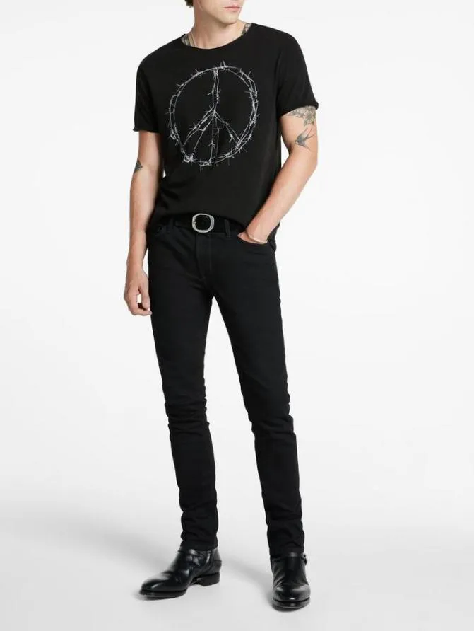 BARBWIRE PEACE TEE Black Clothing John Varvatos Graphic Tees