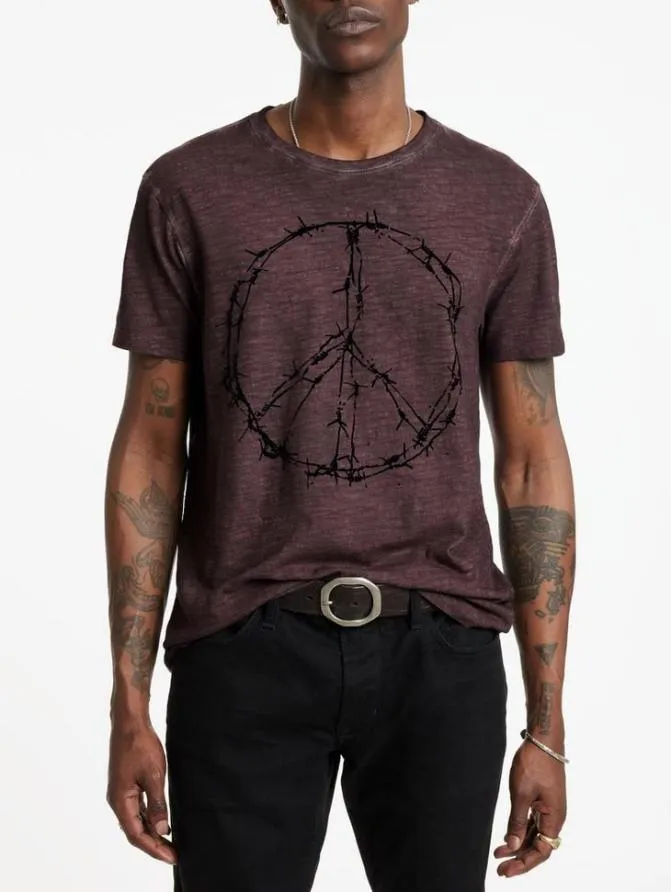 BARBWIRE PEACE TEE Dark Moss Clothing John Varvatos Graphic Tees