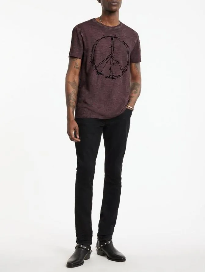 BARBWIRE PEACE TEE Dark Moss Clothing John Varvatos Graphic Tees