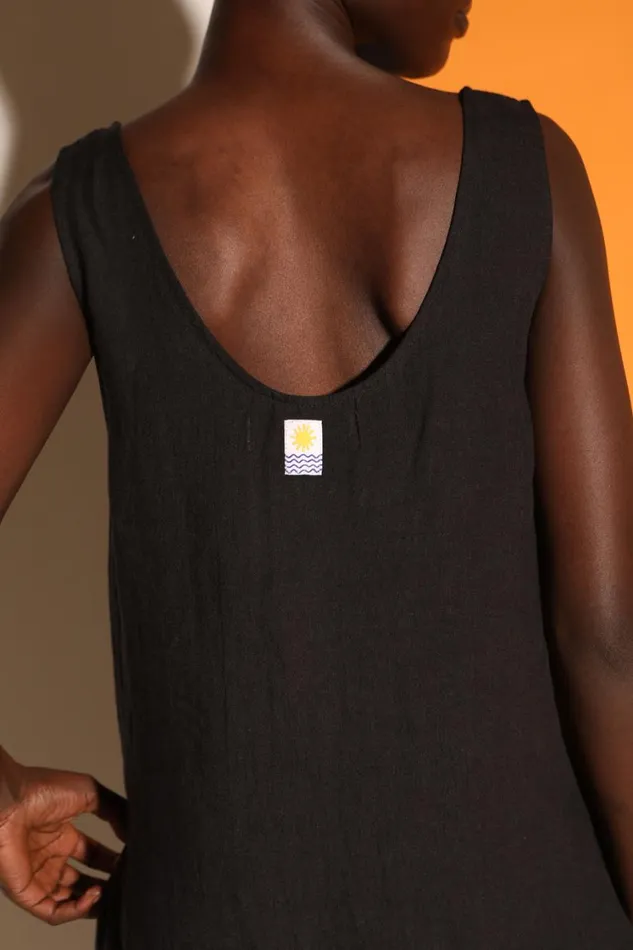Basic Linen Shift Dress Black WomensShop LF Markey Dresses