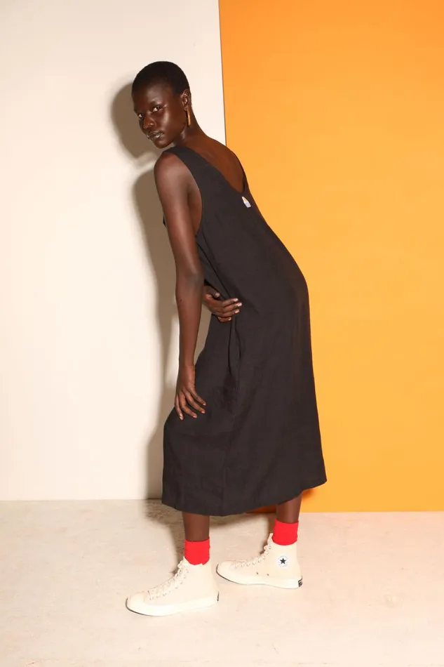Basic Linen Shift Dress Black WomensShop LF Markey Dresses