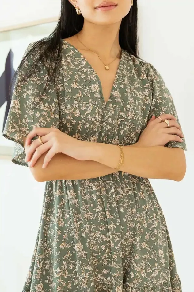 Belladona Floral Midi Dress Sage Women Bohme Dresses