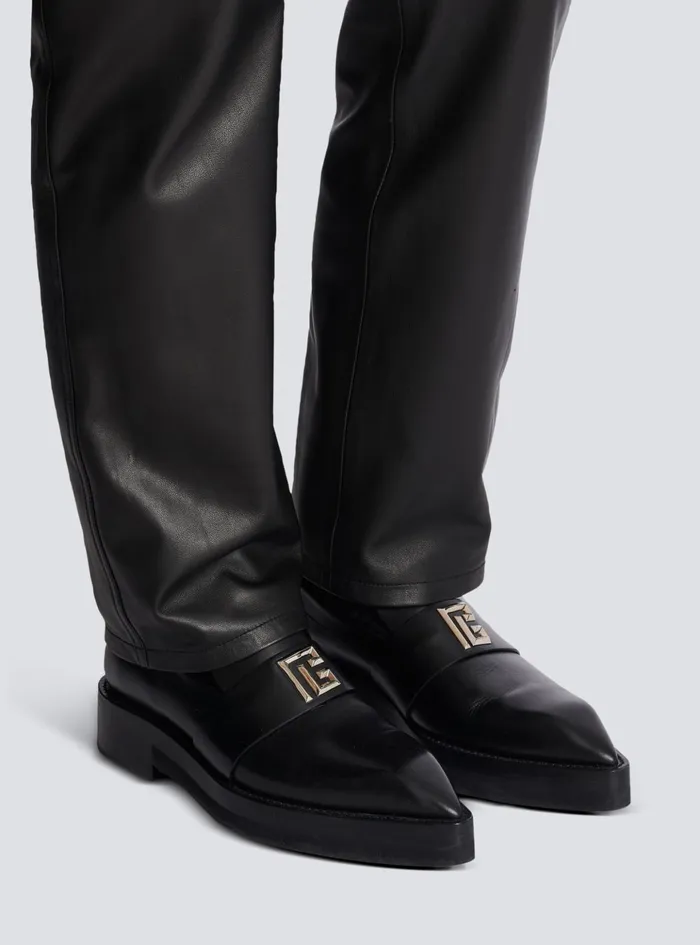 Ben Smooth Leather Loafers Black Men Balmain Loafers