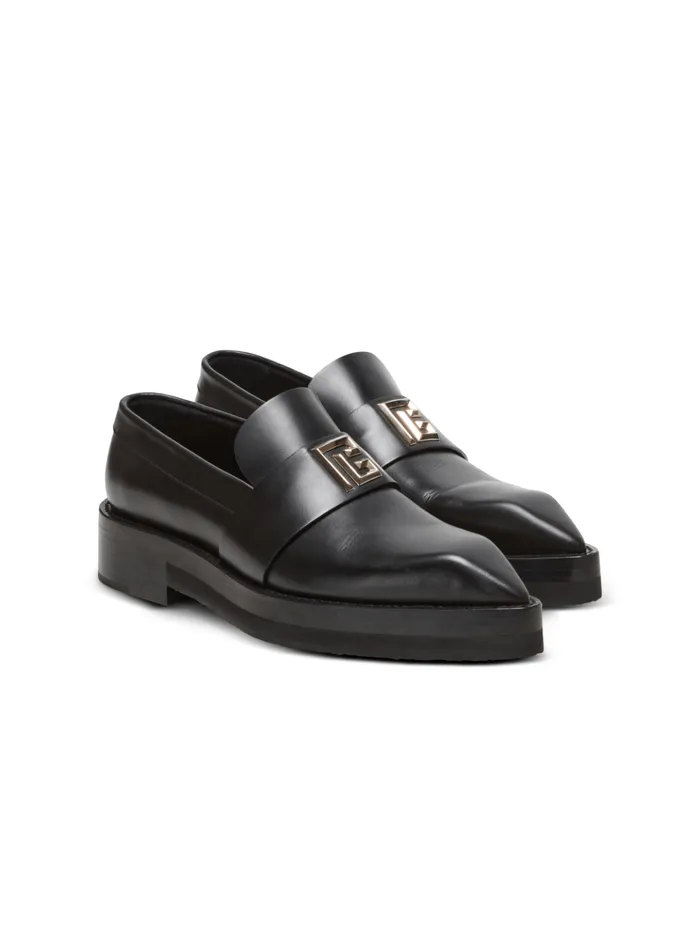 Ben Smooth Leather Loafers Black Men Balmain Loafers