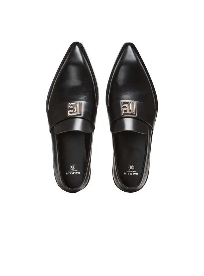 Ben Smooth Leather Loafers Black Men Balmain Loafers