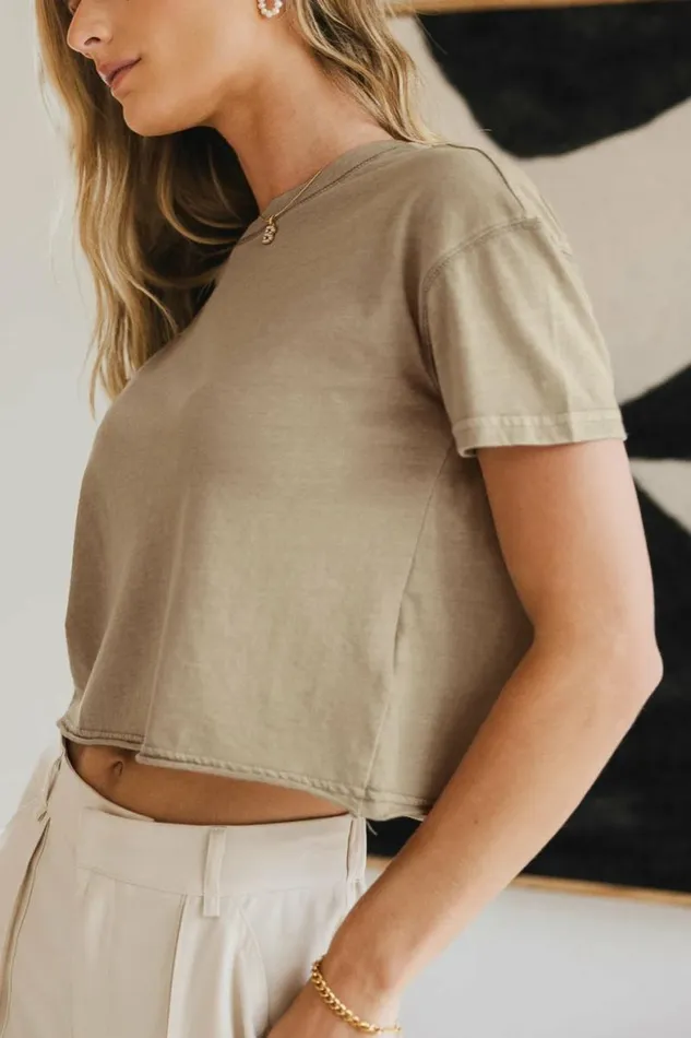 Billie Cropped TShirt In Beige Beige Women Bohme Tees and Tanks