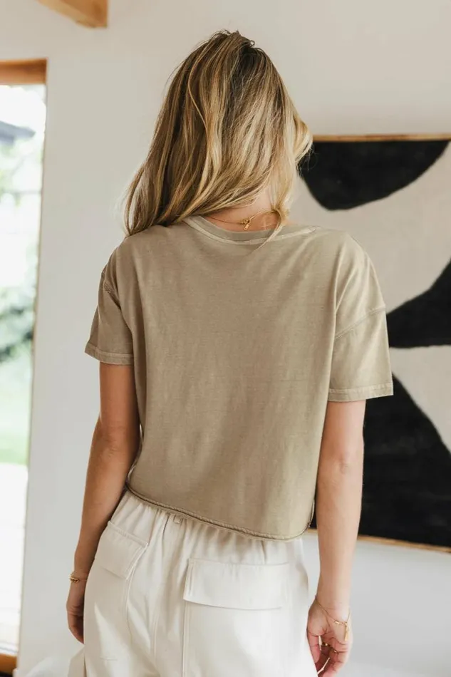 Billie Cropped TShirt In Beige Beige Women Bohme Tees and Tanks
