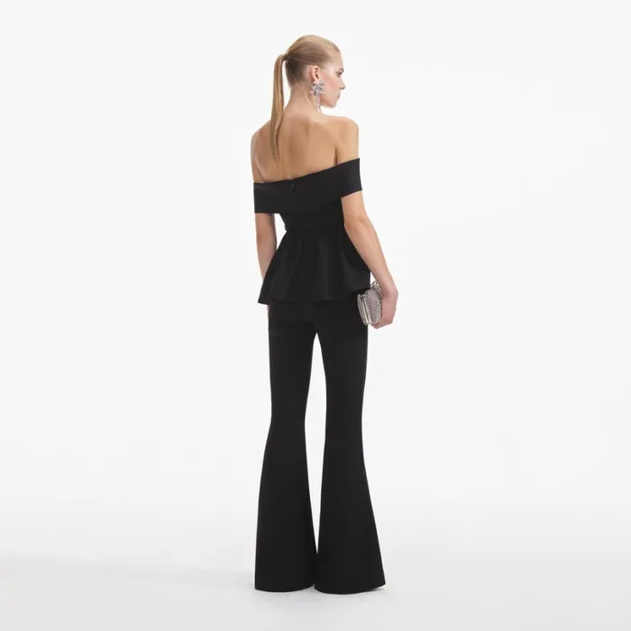 Black Crepe Off Shoulder Jumpsuit Women Self Portrait Dresses Black Crepe Off Shoulder Jumpsuit Women Self Portrait Dresses
