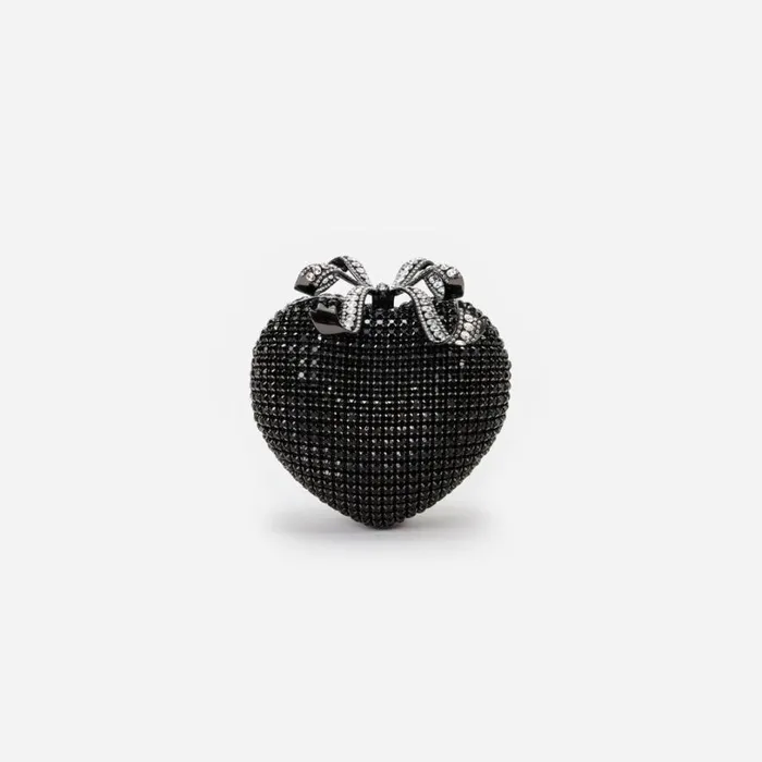 Black Crystal Heart Clutch Women Self Portrait Clutch Bags