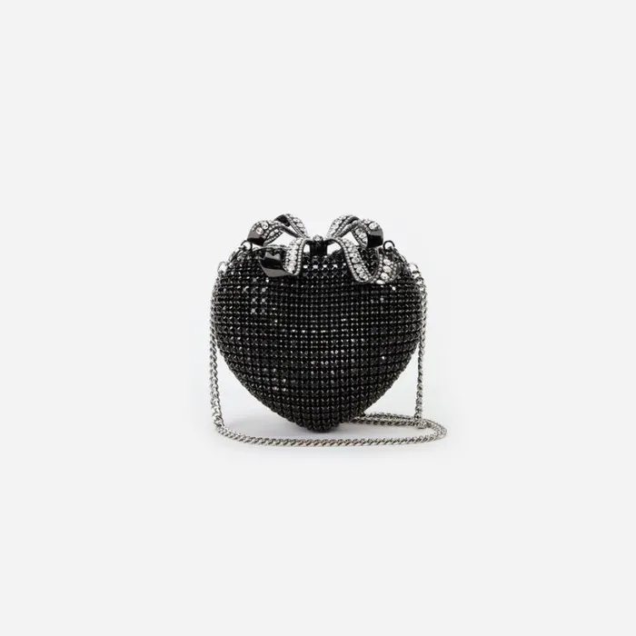 Black Crystal Heart Clutch Women Self Portrait Clutch Bags Black Crystal Heart Clutch Women Self Portrait Clutch Bags