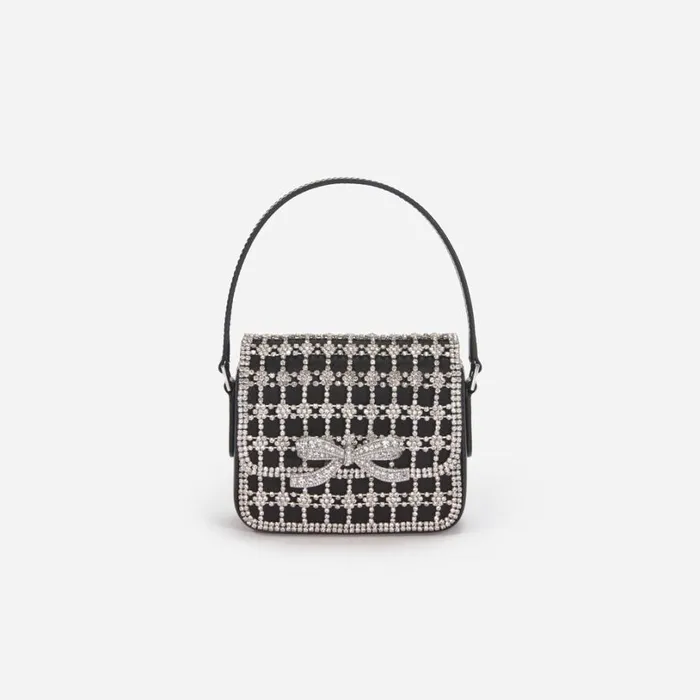 Black Crystal Micro Bag Women Self Portrait Mini