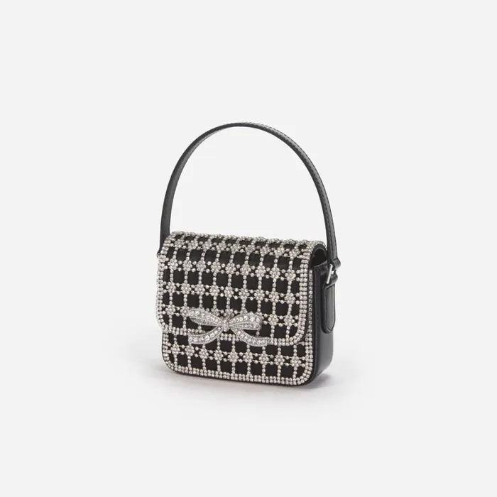 Black Crystal Micro Bag Women Self Portrait Mini