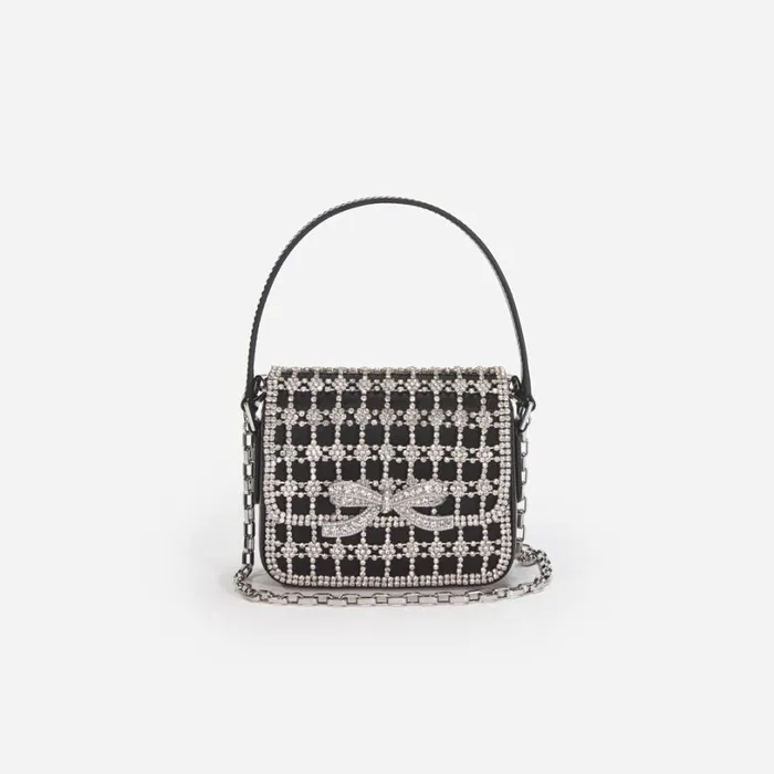 Black Crystal Micro Bag Women Self Portrait Mini