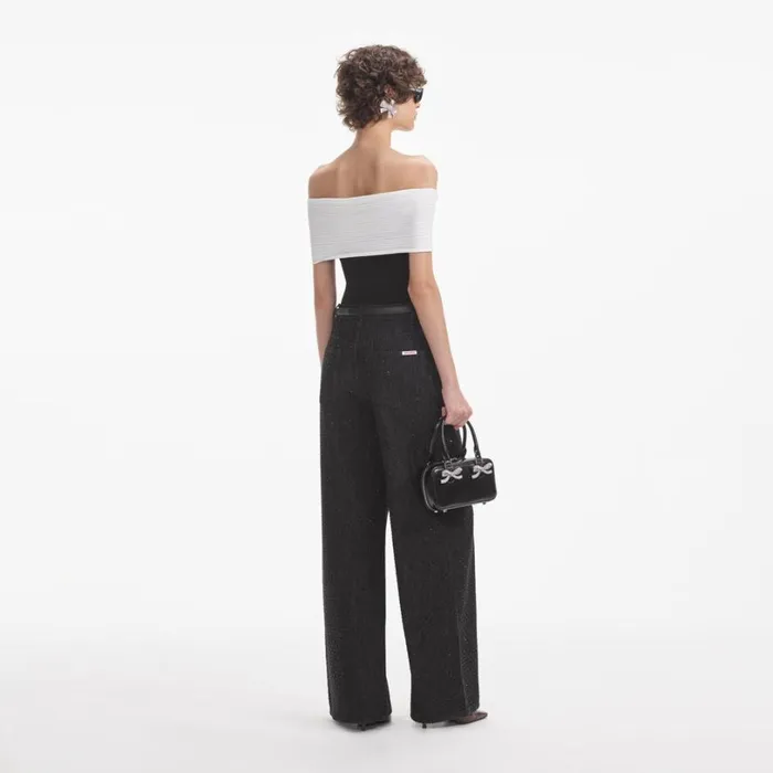 Black Knit Bow Top Women Self Portrait Tops